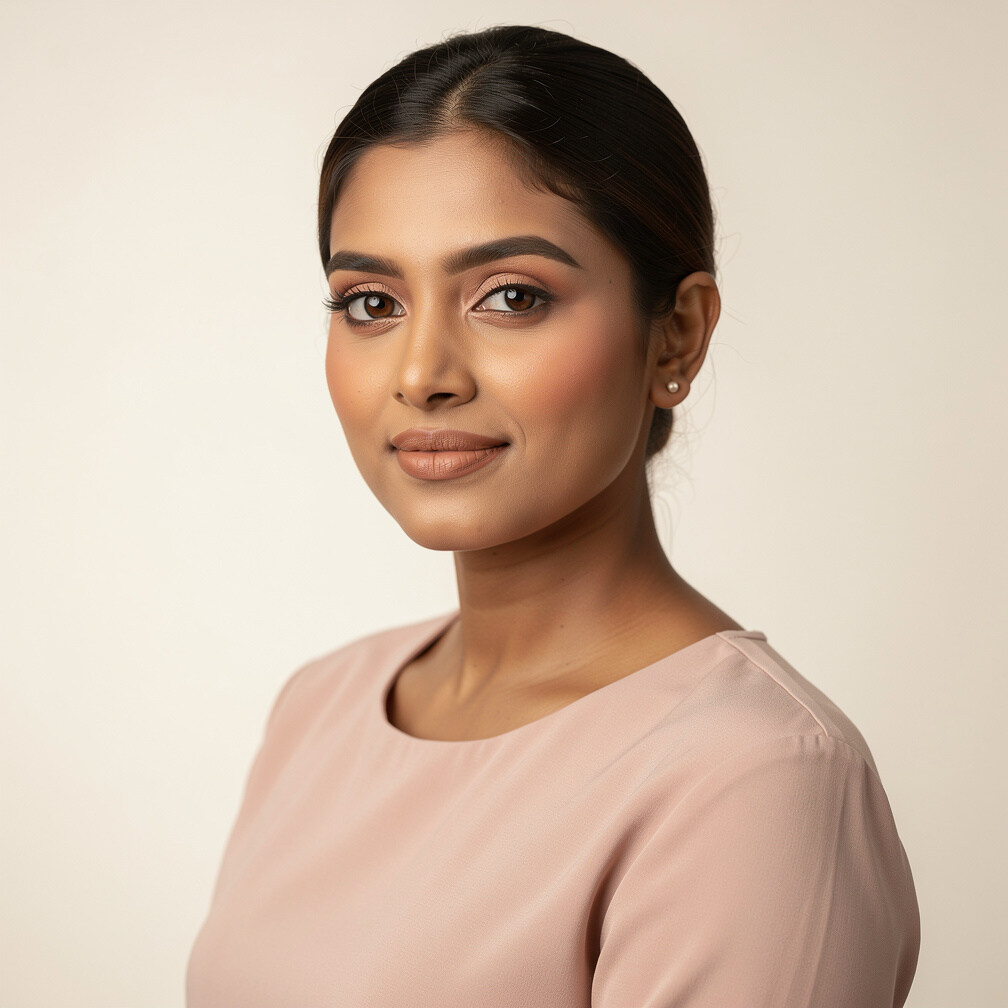Portrait of an Indian Singaporean female wellness coach