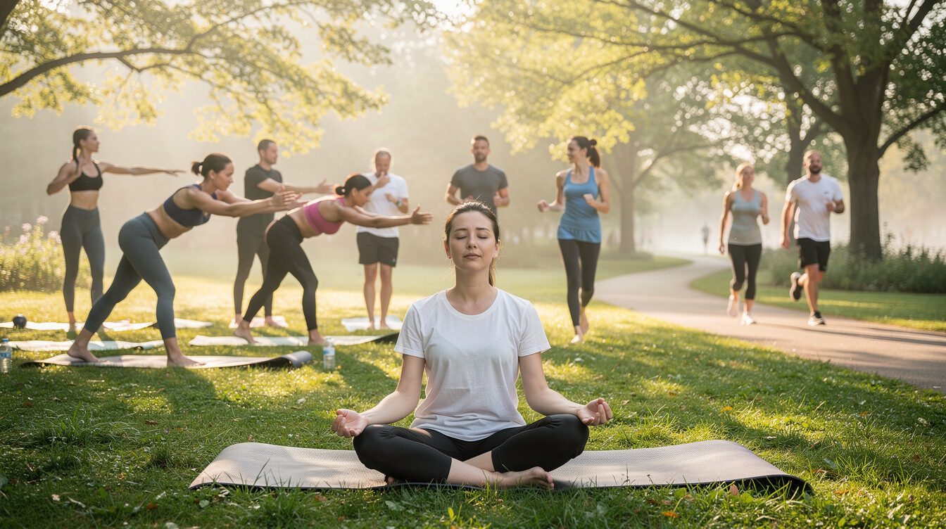 person meditating in nature